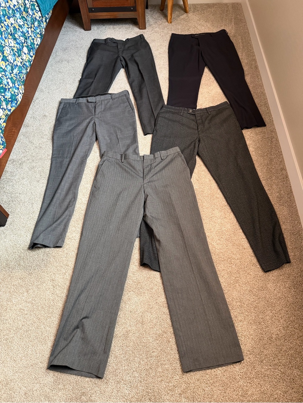 5 Men's Dress Pants Bundle - Gray and Black